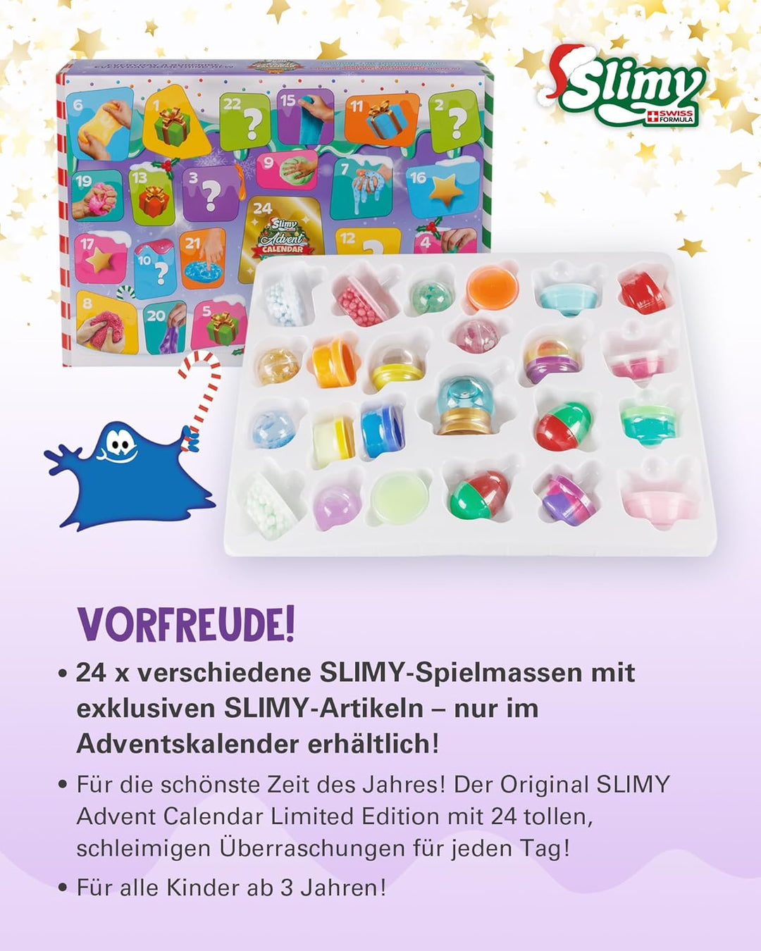 SLIMY Adventskalender Limited Edition mit 24 verschiedenen Spielmassen - Original Slime Geschenk-Set