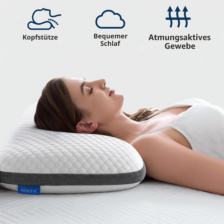 NOFFA Kopfkissen Hart Fest zum Schlafen 11 cm Höhe, Visco Feste Kissen Seitenschläfer Orthopädisch,