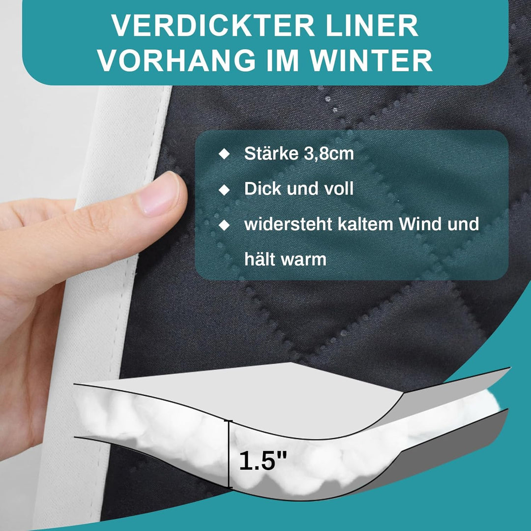 Lapalife Wärmeschutzvorhang für Tür Doppellagige Winter Vorhang mit Ösen Vorhänge Wärmeisolierend Vo