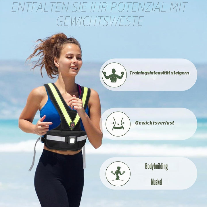 Gewichtsweste für Damen Weighted Vest für Sport und Laufen mit reflektierendem LED Gürtel und Aussen