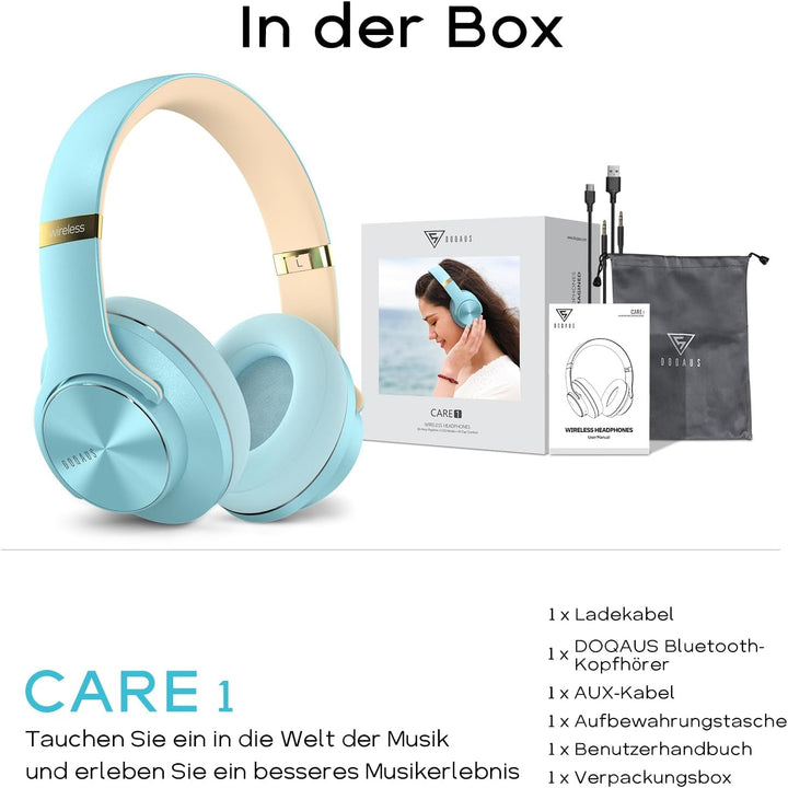 DOQAUS Bluetooth Kopfhörer Over Ear, Bis zu 90 Std Kopfhörer Kabellos mit 3 EQ-Modi, HiFi Stereo Fal