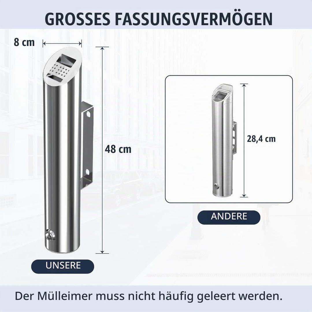 48cm Vertikaler Mülleimer aus Edelstahl, Wandmontierter Küchenabfalleimer mit Schlüssel, Abfallbehäl