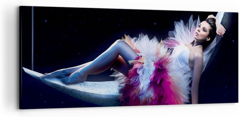 Wandbilder Dekoration Wohnzimmer Frau Geheimnis Kleid elegant Panorama Bilder auf Leinwand 120x50cm