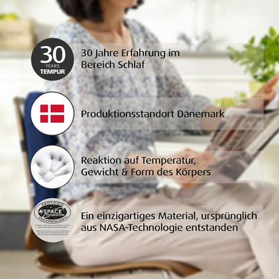TEMPUR Transit Lordosekissen Memory Foam, ergonomisches Lendenkissen für Unterwegs und Zuhause, 30 x