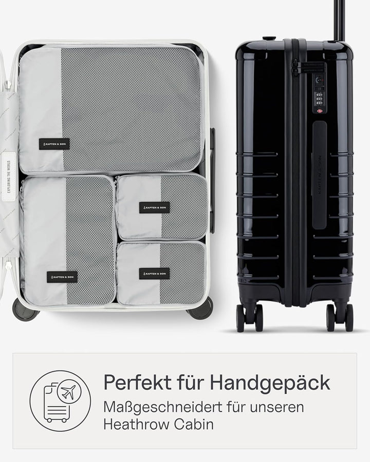 Kapten & Son Packing Cubes Set Small All Black Koffer Organizer 4er Set | 4er Set Packwürfel für Han