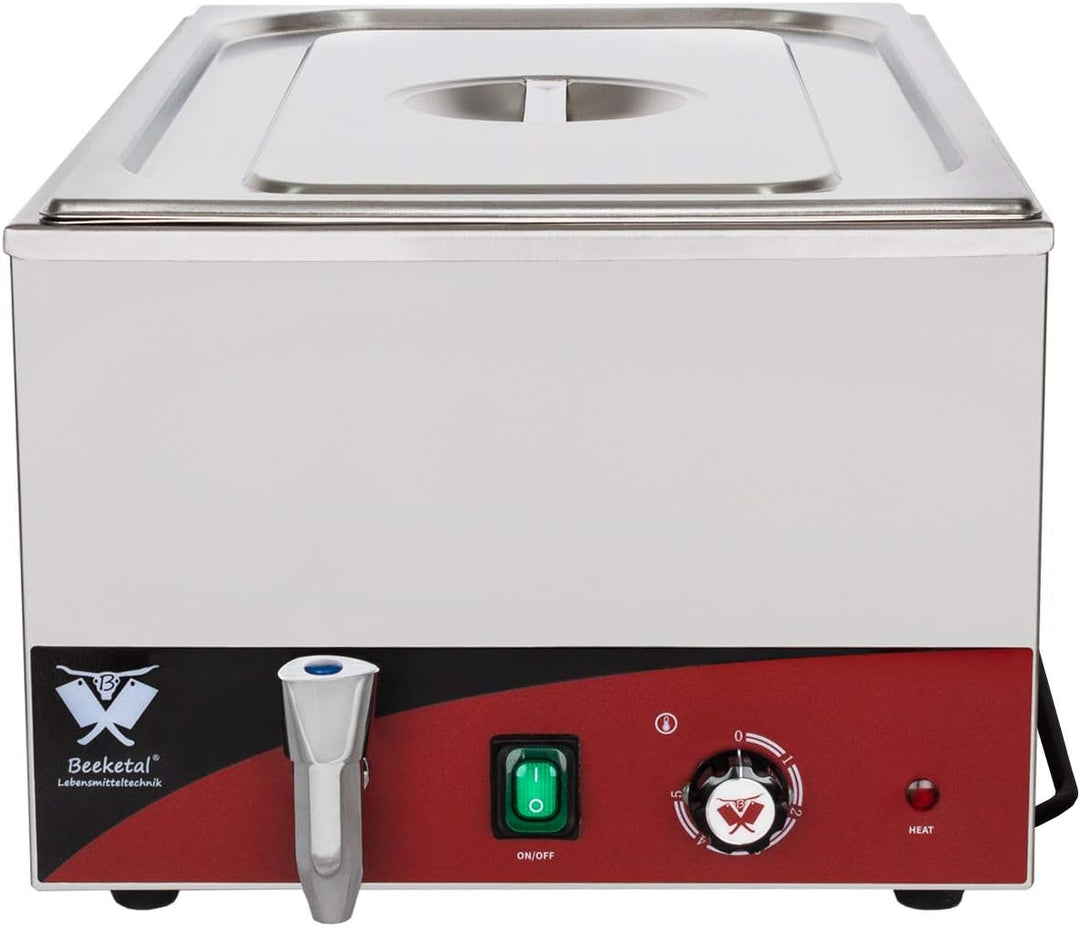 Beeketal 'BBM-1' Gastronorm Bain Marie mit Ablaufhahn, Profi Gastro Speisewärmer inkl. 1 x (GN) 1/1