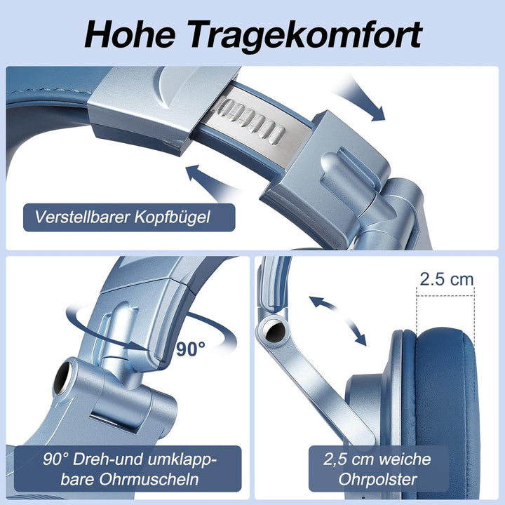 OneOdio A70 Bluetooth Kopfhörer Over Ear, 72 Stdn HiFi Stereo Kopfhörer Kabellos, Wireless Headphone