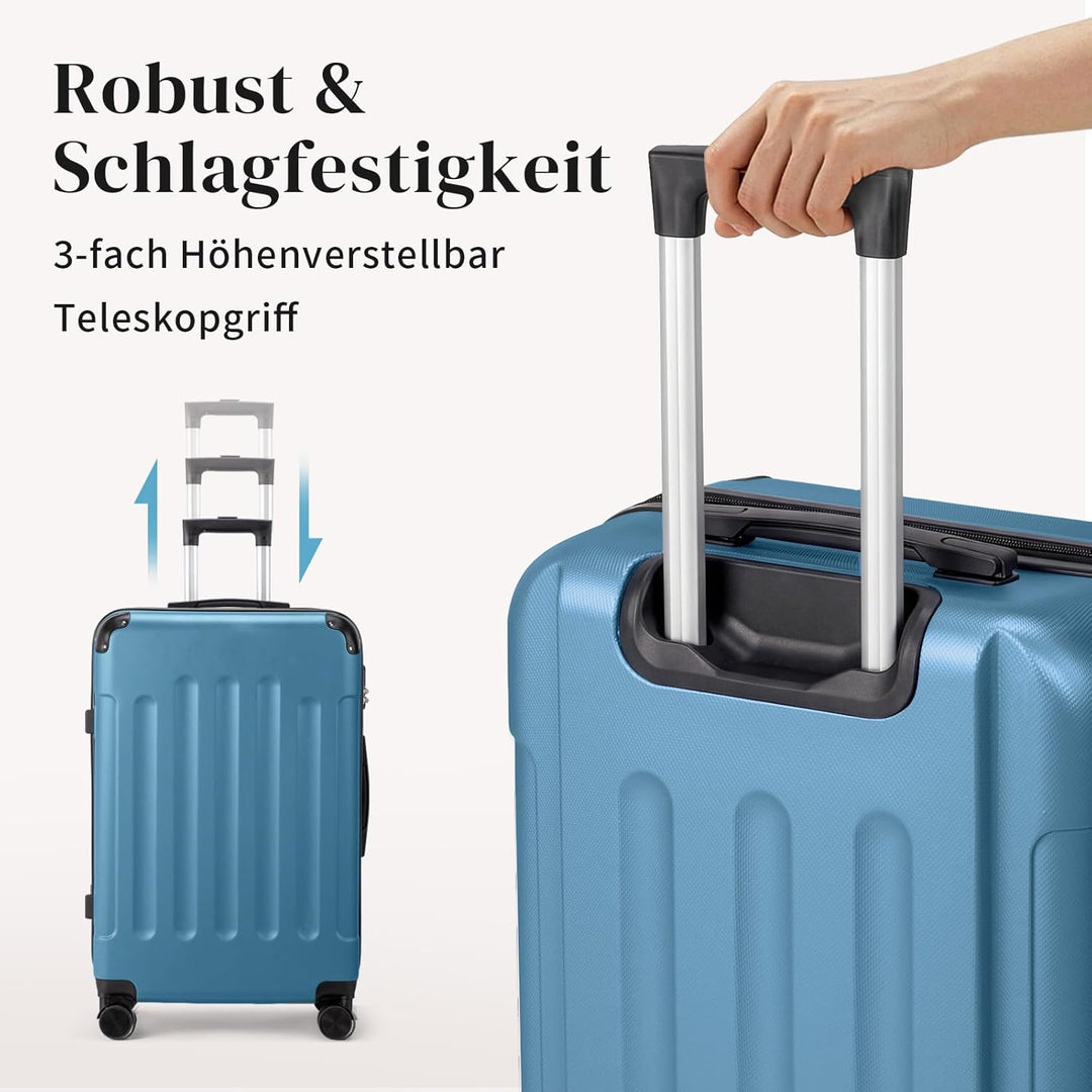 LALAHO Kofferset 5 teilig mit Kosmetikkoffer & verstärkten Ecken, Hartschalen Koffer Set aus ABS, Re