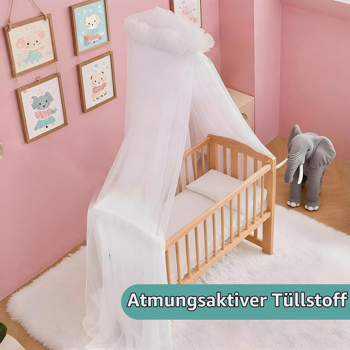 Tagesdecke Tüll Länge 120 cm, Babyzimmer Deko, passend für Babybett, Wiege und Kinderbett (Himmelsta