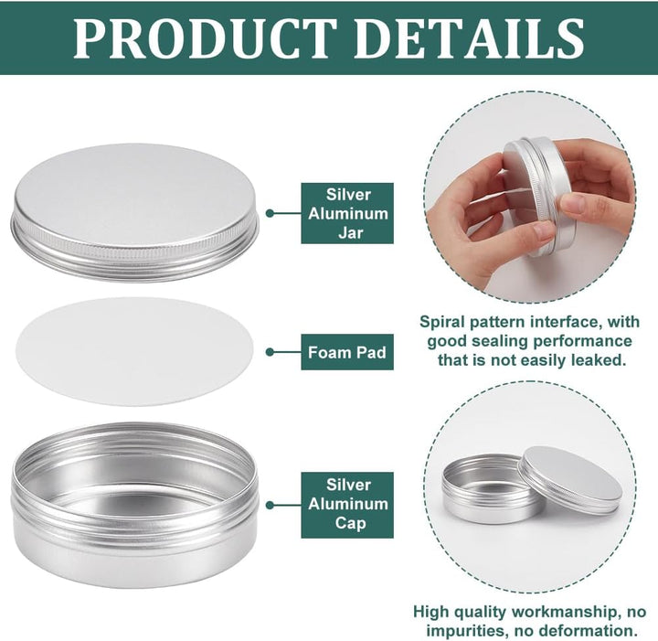 BENECREAT 12 Stücke 100 ml Aluminium Zinn Gläser, Runde Aluminium Blechdosen Kosmetische Behälter mi