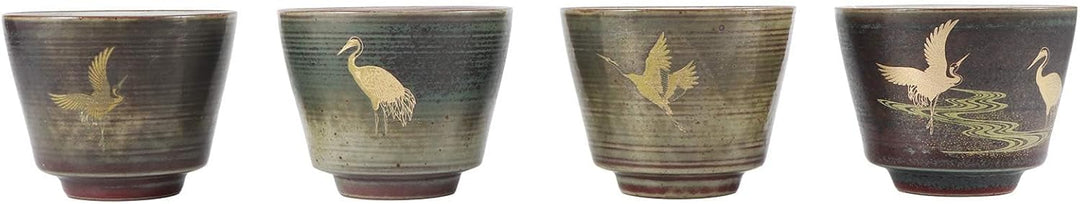 4 Stück Keramikbecher, Keramik-Teetassenset Retro-Tee-Becher in Der Chinesischen/Japanischen Kung-Fu