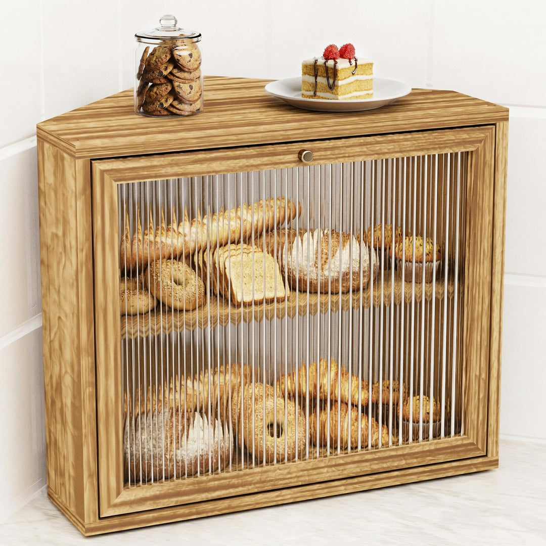 Brotkasten, 2 Etagen Holz Brotaufbewahrung, Gross Brot-Aufbewahrungsbox, Luftdichte Brotbox, Brothal