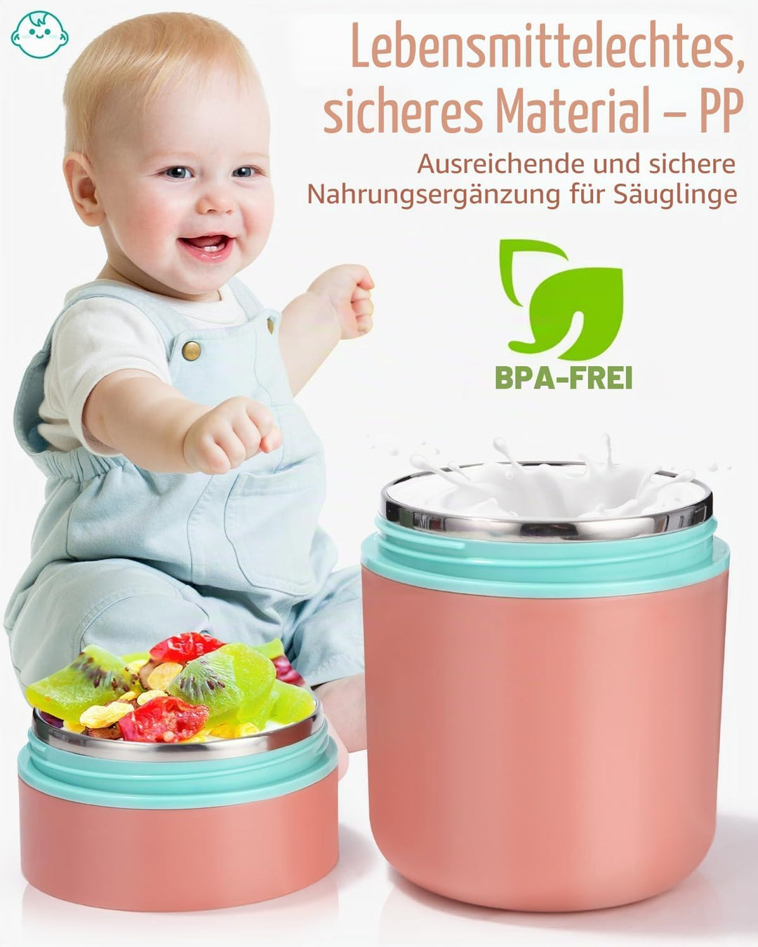 Müslibecher to Go 710ml mit Löffel,Frühstücksdose,Auslaufsichere Joghurtbecher to Go Kinder,Spülmasc