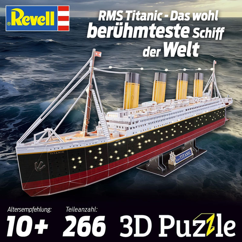 Revell RMS Titanic LED Edition 3D Puzzle | Detailgetreue Nachbildung des legendären Schiffs | Histor