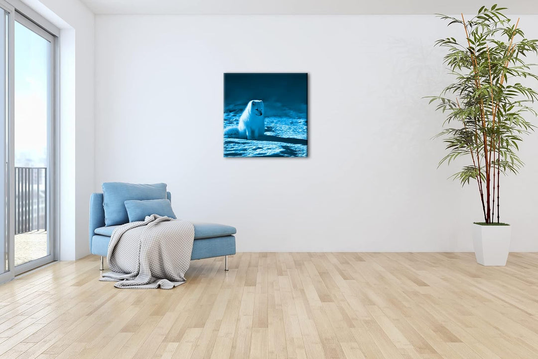 deyoli Arktischer Polarfuchs Format: 70x70 Effekt: Zeichnung als Leinwandbild, Motiv auf Echtholzrah