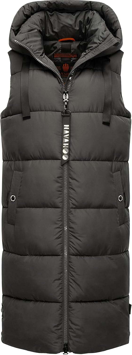 Navahoo Damen ärmellose Lange Outdoorweste warme Winterjacke Schnuffelchen XS-3XL XS Anthracite, XS