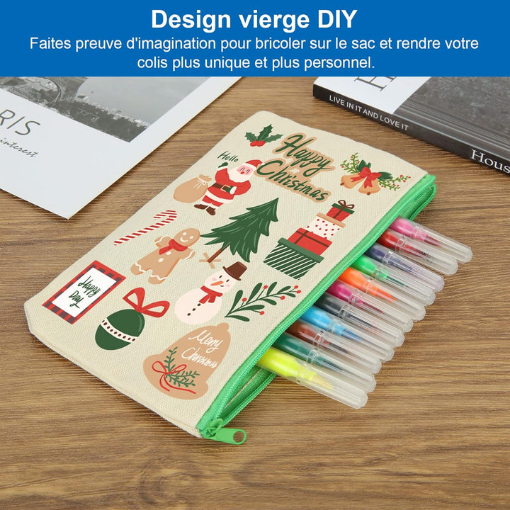 SENENQU 30 Stück DIY Blanko Stoffbeutel Mit Reissverschluss Bunt, 12 × 21cm Klein Stoffbeutel Zum Be