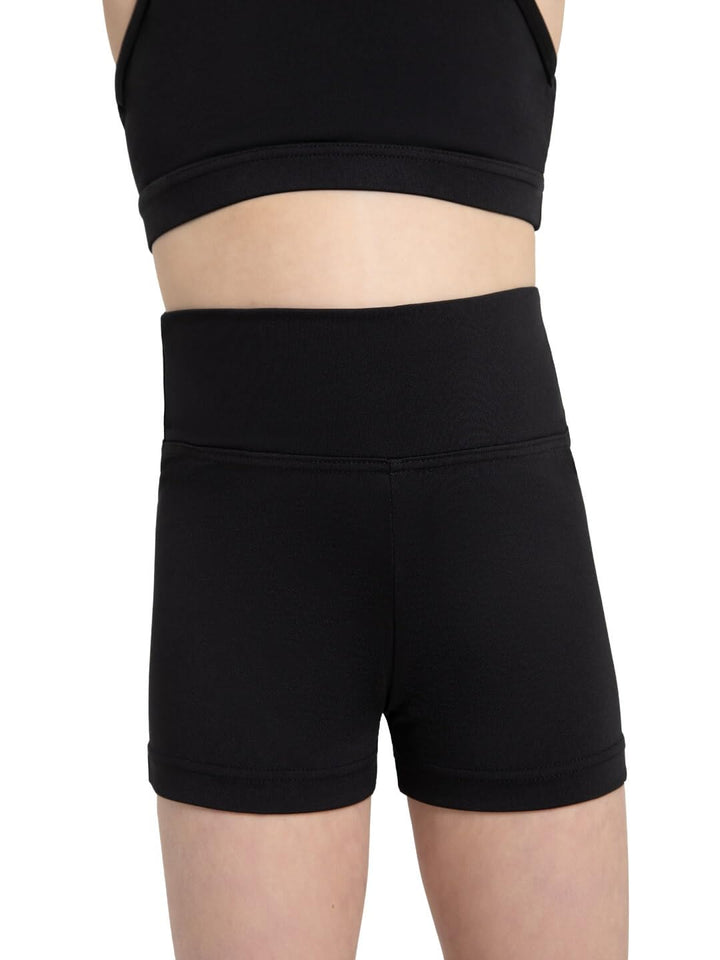 Capezio Big Girls' Team Basic High Waisted Short, Black, Large