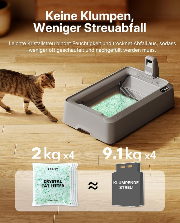 PETKIT Kristallkatzenstreu, Ersatzschale mit Weisse Kristall Katzenstreu,Geruchskontrolle, Staubfrei