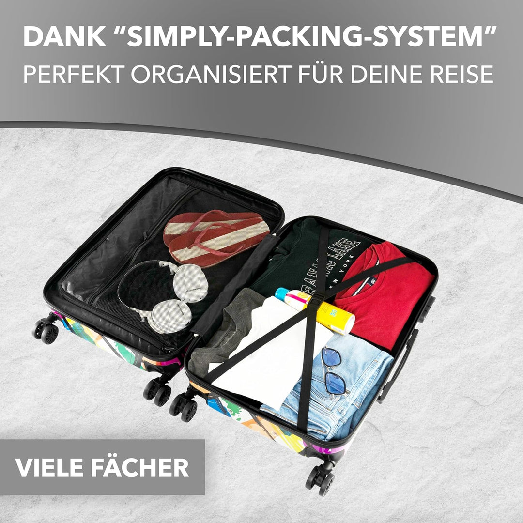 Xonic Design Reisekoffer - Hartschalen-Koffer mit 360° Leichtlauf-Rollen - hochwertiger Trolley mit