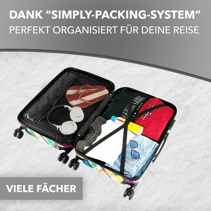 Xonic Design Reisekoffer - Hartschalen-Koffer mit 360° Leichtlauf-Rollen - hochwertiger Trolley mit