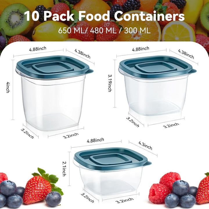 EFISH 9PCS Rechteck Kunststoff Portion Box Sets mit Deckel.Food Aufbewahrungsbox, Behälter Sets, Leb