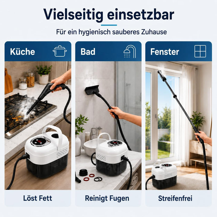 1500W Dampfreiniger Handgerät mit 1,8 L Wassertank, 6-Stufen | Hochdruck Dampfstrahlreiniger mit, Di
