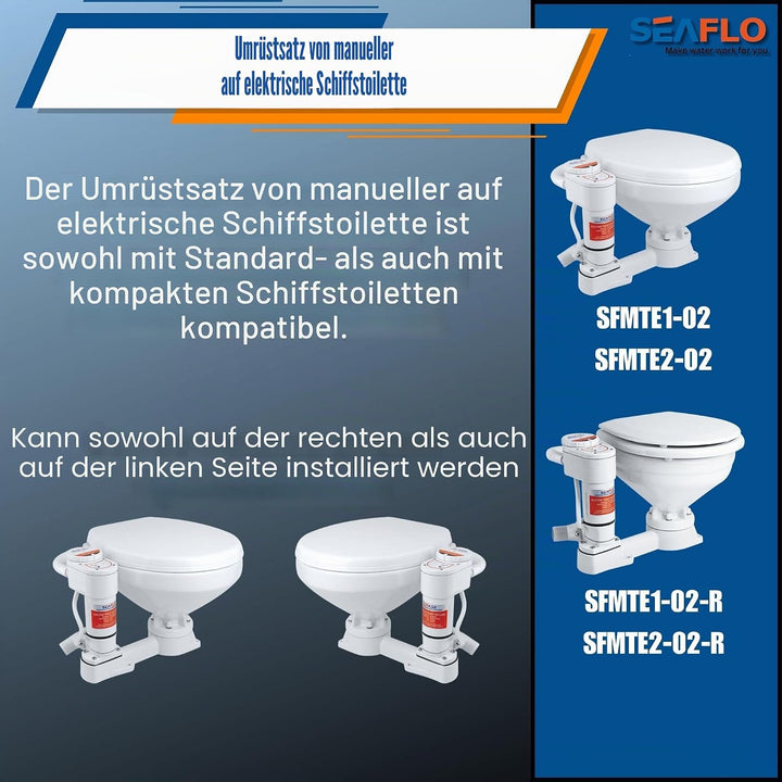 Seaflo Manuell auf elektrische Marine WC-Umrüstsatz, Weiss, SFMTP1-02 12 V, 12 V