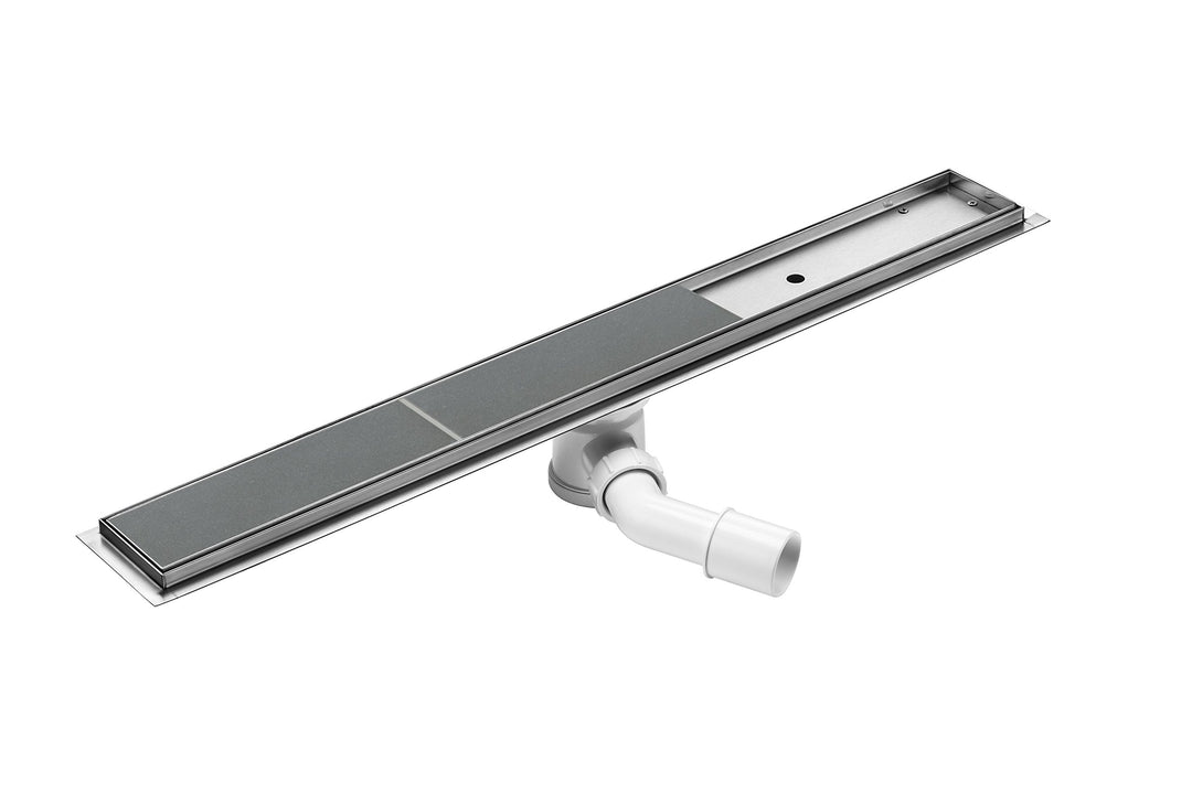 DEANTE Linearablauf mit Rost zur Montage unter Fliesen mit niedrigem Siphon KOS 006A, grau