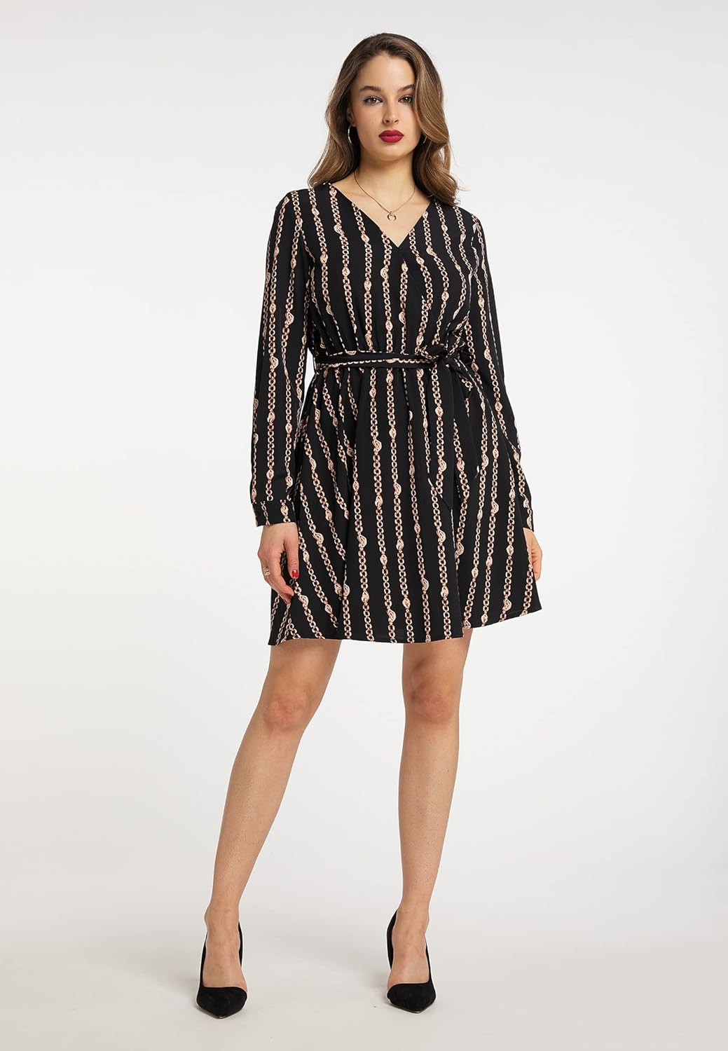 faina Damen Midikleid S Schwarz, S Schwarz