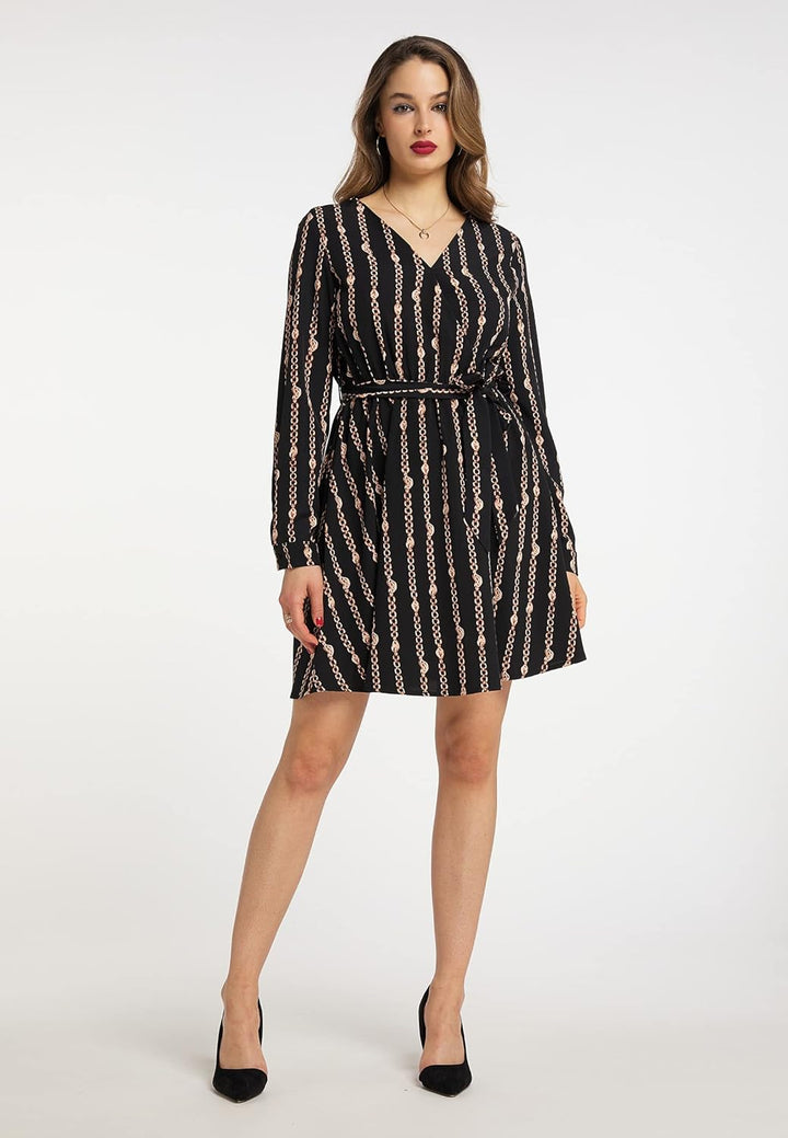faina Damen Midikleid M Schwarz, M Schwarz
