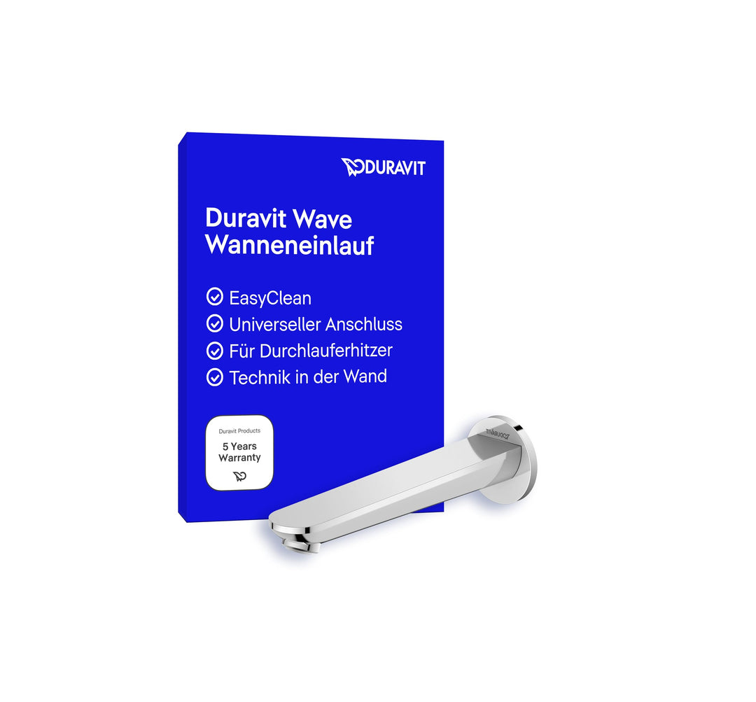 Duravit Wave Wanneneinlauf, Badewanneneinlauf mit runder Wandabdeckung, Zulauf Badewanne, Chrom, Chr