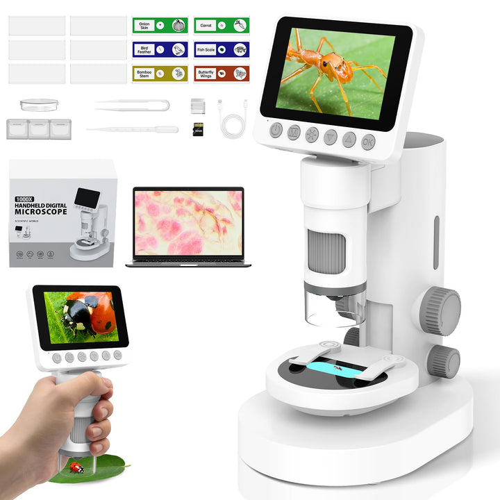USCAMEL 1000X Digital Mikroskop für Kinder: 4K 3.5" Bildschirm Wiederaufladbar USB Mikroskope Scienc