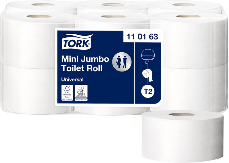 Tork 110163 Mini Jumbo Toilettenpapier in Advanced Qualität für das Tork T2 Mini Jumbo Toilettenpapi