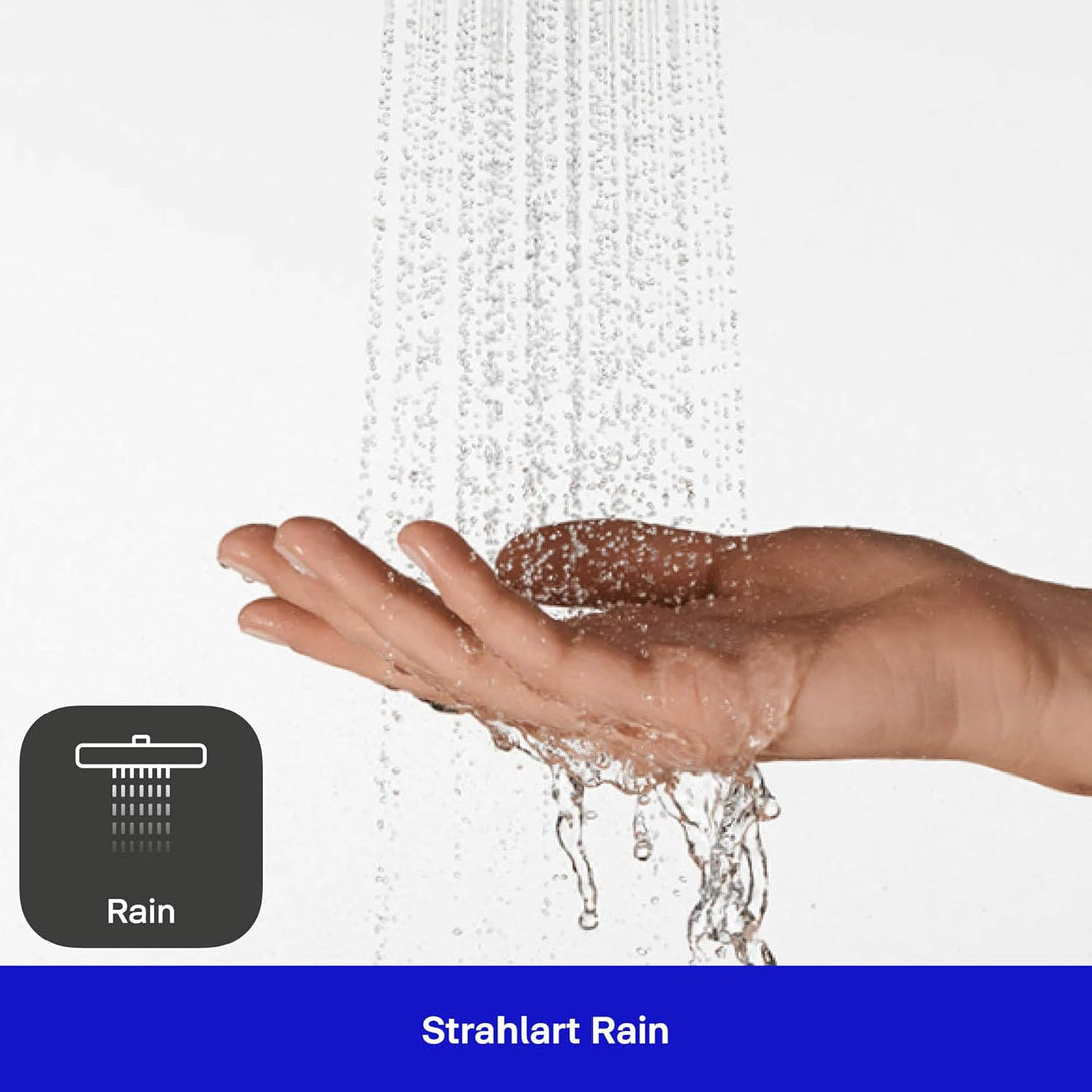 Duravit wassersparende Stabbrause, Duschkopf mit Strahlart Rain, Duschbrause rund, Handbrause mit wa