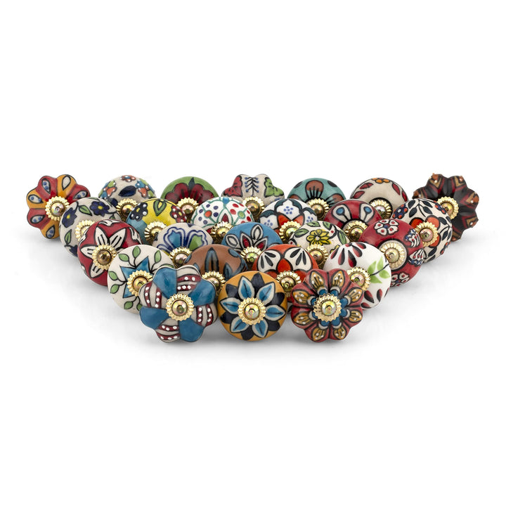 Craft Trade Sortiert Türschrankknopf Boho Antik Keramik-Türknöpfe Kommode Schublade Zieht Hardware K