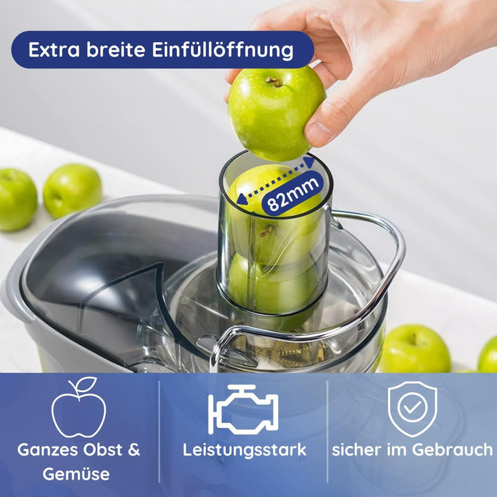 Safecourt Kitchen Entsafter Gemüse und Obst - Slow Juicer [1300W, 2 Stufen für hart &amp; weich] - Saftp