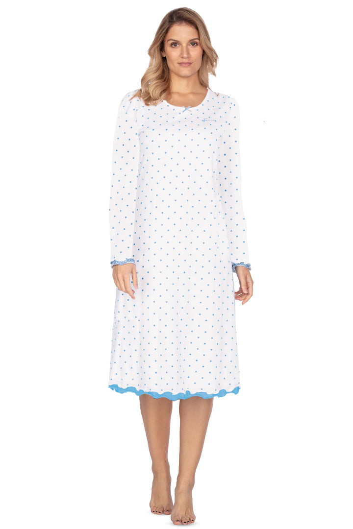 e.Femme Damen Nachthemd Marion 333, Langarm, aus 50% Baumwolle und 50% Modal Ecru 38, Ecru 38