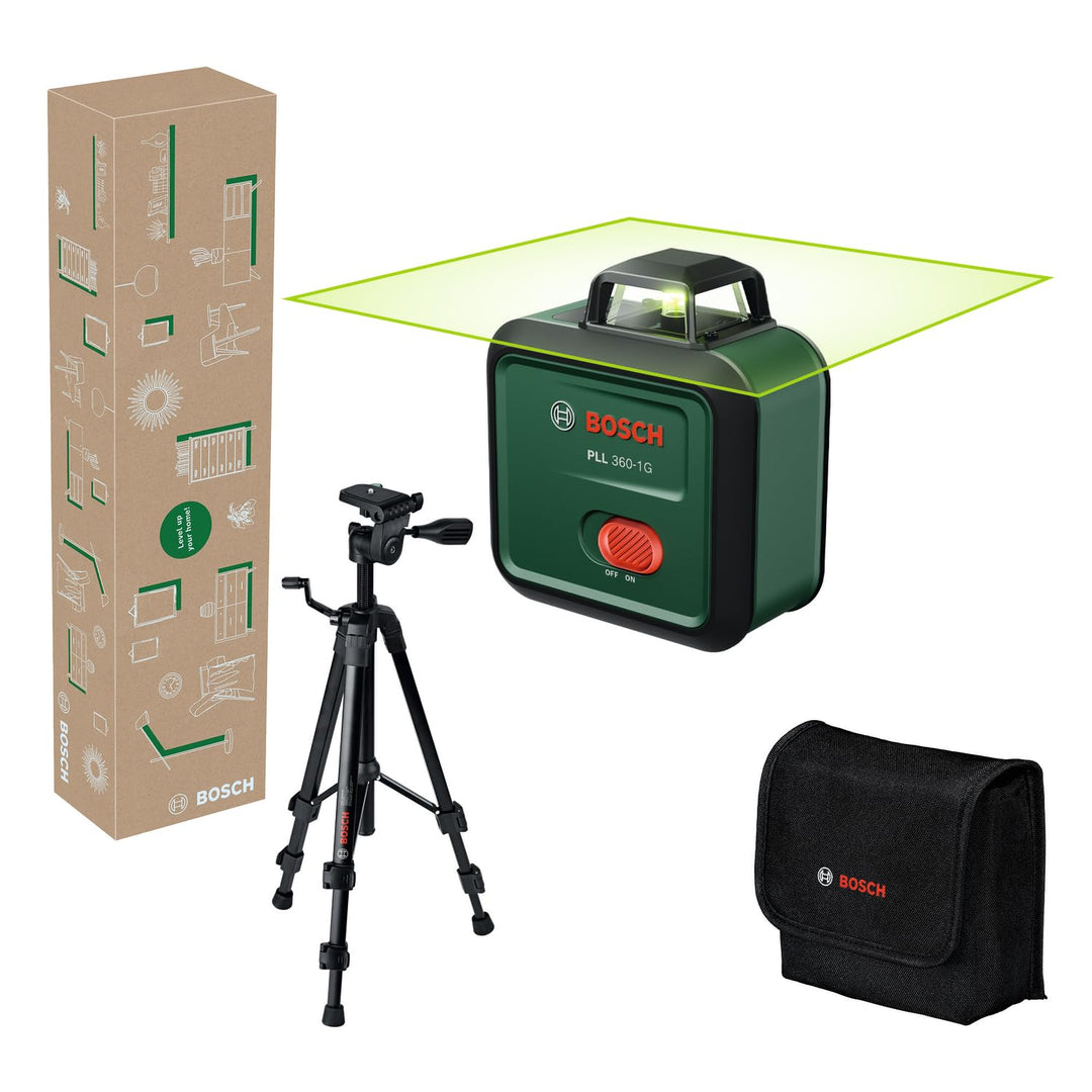 Bosch Linienlaser PLL 360-1G (360° grüner Laser, selbstnivellierend, ±0,4 mm/m Genauigkeit, integrie