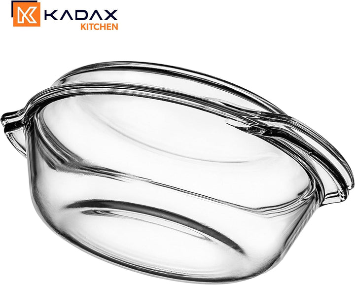 KADAX Auflaufform aus hitzebeständigem Glas, feuerfestes Gefäss, Glasbräter mit Deckel und Griffe, G