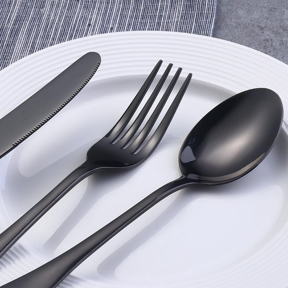 Besteckset 16stk Buyer Star Edelstahl Besteckset Schwarz Messer Gabeln Besteckservice für 4 Personen