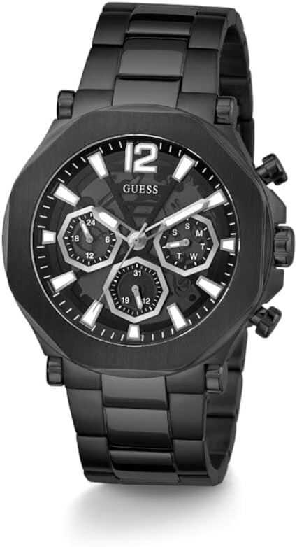 GUESS Schwarze Multifunktions-Armbanduhr, Schwarz