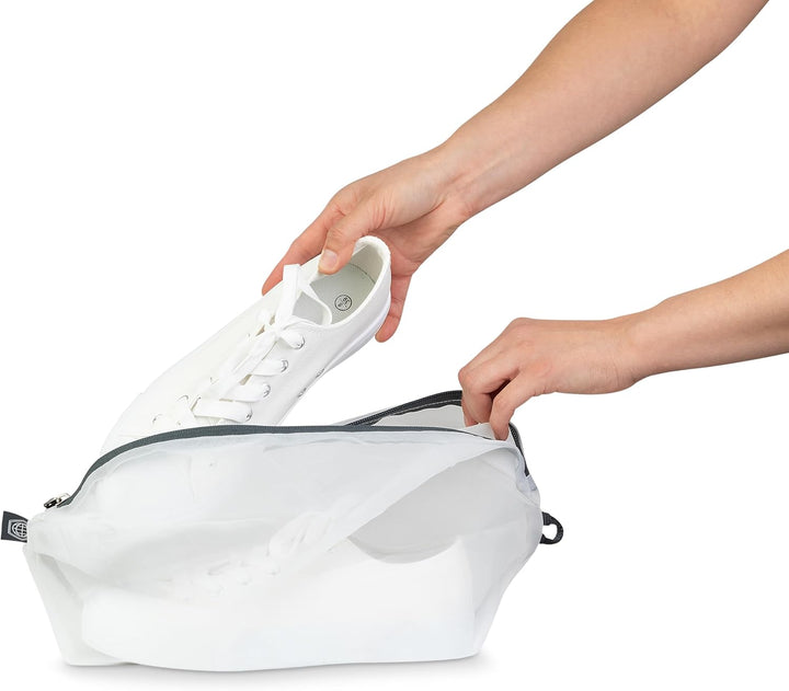 Grosses Packwürfel-Set mit durchsichtigem Netz, Kompressions-Verpackungswürfel, Reise-Organizer (wei