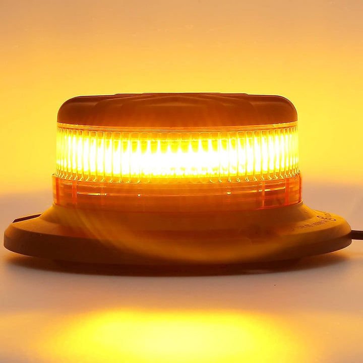 AGRISHOP 12V/24V LED Rundumleuchte Blitzleuchte Mit Magnetfuss,LED Rundumleuchte Gelb Warnleucht，45L