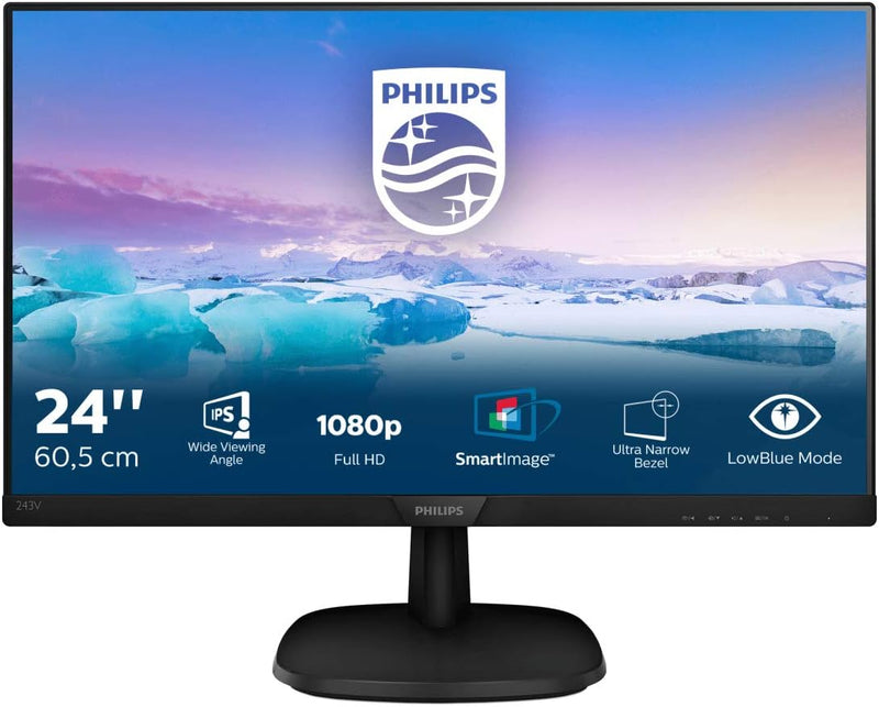 Philips 243V7QJABF - 24 Zoll FHD Monitor (1920x1080, 60 Hz, VGA, HDMI, DisplayPort) schwarz 23,8 Zol