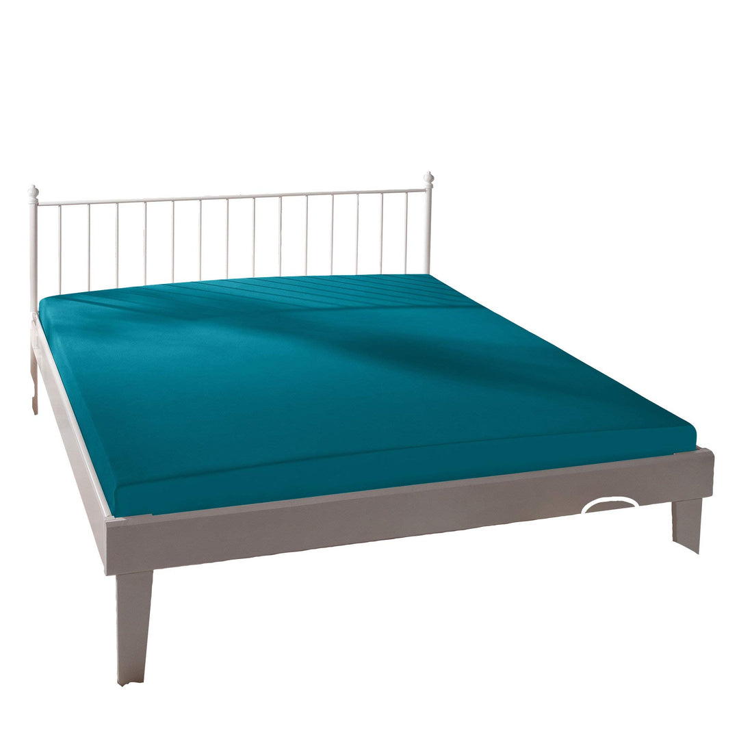 Bassetti Spannbettlaken Uni D3/782 Petrol Baumwolle/Elastan, Masse: 90cm x 190cm, 100cm x 220cm, 923