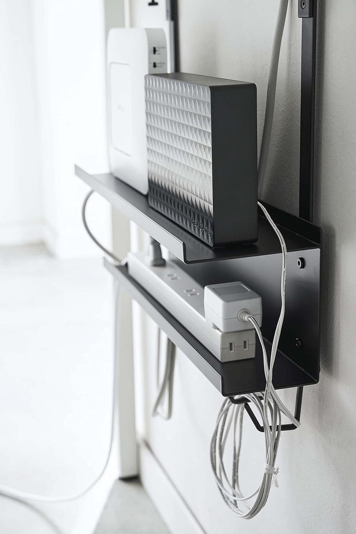 Yamazaki 5462 SMART Unter-Tisch Kabel- & Router-Organizer, schwarz, Stahl, Minimalistisches Design,