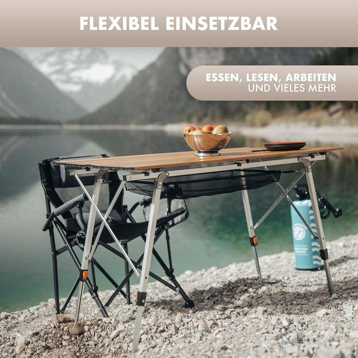 NATURBUMMLER ® Campingtisch klappbar [höhenverstellbar inkl Anti-Rost Schutz] federleicht in Gr. M &