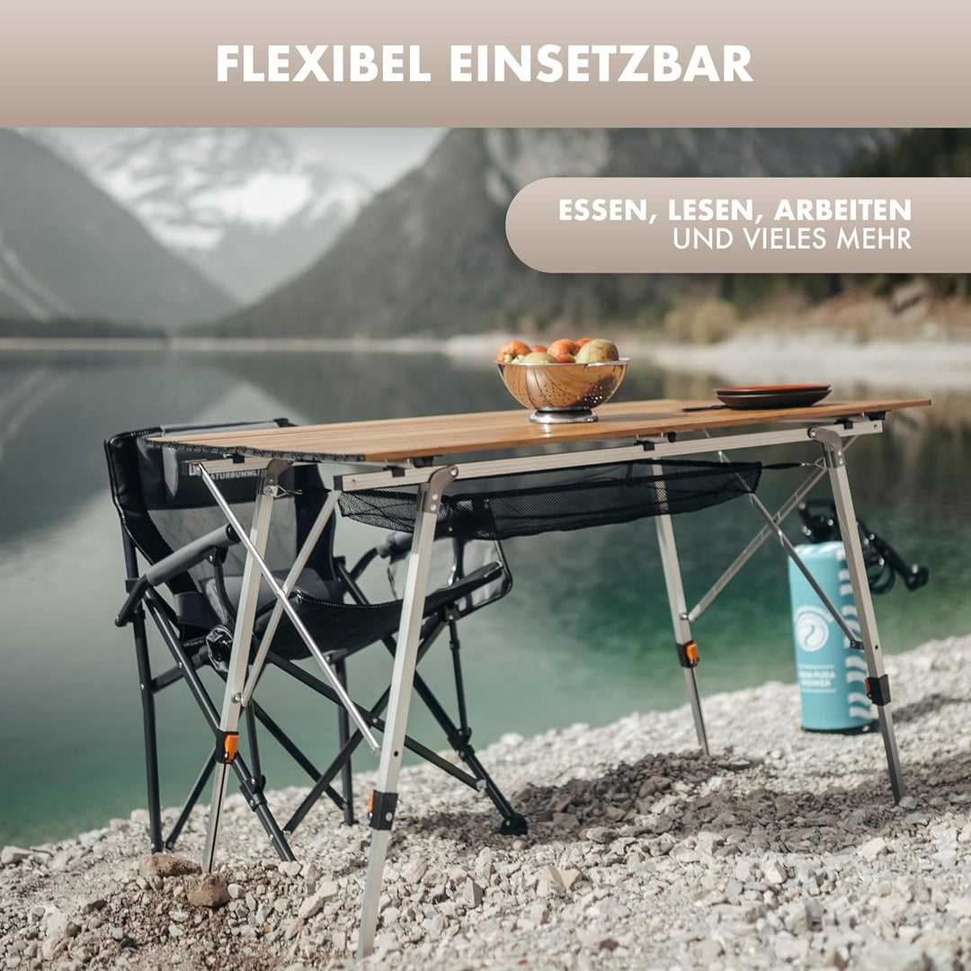 NATURBUMMLER Campingtisch klappbar höhenverstellbar [SOLID-LITEC+] federleichter Aluminium Klapptisc