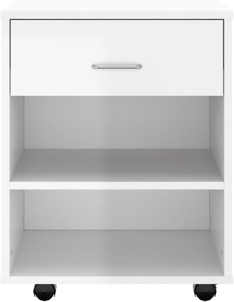 Mobiler Aktenschrank Lagerschrank aus Holzwerkstoff Beistellschrank mit Rollen für Wohnzimmer Schlaf